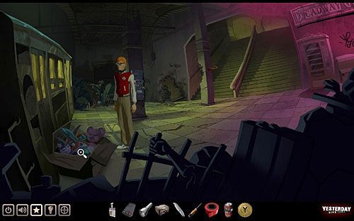 Pogrzeb w leżącym po lewej kartonie z zabawkami - znajdziesz plastikowe pianinko (keyboard) - Wezwij Coopera na pomoc | Nowy Jork - stacja metra Cadway | Yesterday - Yesterday - poradnik do gry