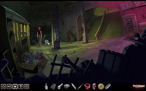 Zbadaj zatem stertę gruzu i zabawek w głębi po lewej - zyskasz mechaniczną figurkę na baterie - Wezwij Coopera na pomoc | Nowy Jork - stacja metra Cadway | Yesterday - Yesterday - poradnik do gry