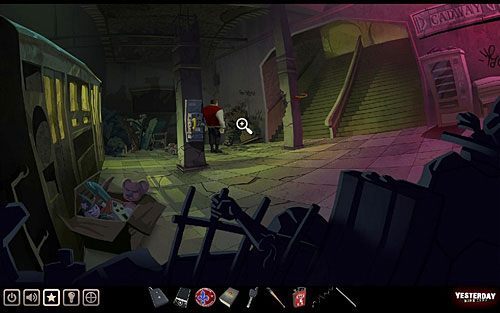 Tam zainteresuj się stertą gruzu zagradzającą drzwi na lewo od schodów - Dostań się za niedostępne drzwi | Nowy Jork - stacja metra Cadway | Yesterday - Yesterday - poradnik do gry