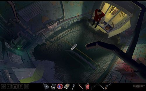 Oprzyj je o rozciągający się nad przepaścią pręt i przejdź po nich jak po kładce - Zdobądź rewolwer | Nowy Jork - stacja metra Cadway | Yesterday - Yesterday - poradnik do gry