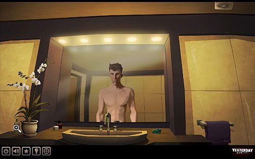 Wejdź do łazienki (uchylone drzwi w centrum ekranu) - Odkryj pierwsze słowo hasła | Paryż - hotel Dore | Yesterday - Yesterday - poradnik do gry