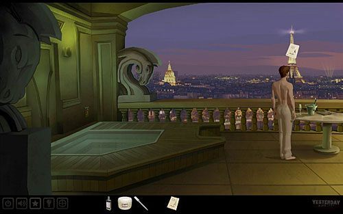 Nałóż kartę z wycinanką na sylwetkę widocznej z tarasu wieży Eiffla - Odkryj drugie słowo hasła | Paryż - hotel Dore | Yesterday - Yesterday - poradnik do gry