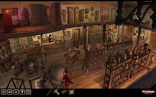 Podpowiedzią do rozwiązania tej zagadki jest gobelin, wiszący w sklepie na ścianie po prawej (u samej góry) - Znajdź notatnik ojca Pauline | Paryż - sklep z antykami | Yesterday - Yesterday - poradnik do gry
