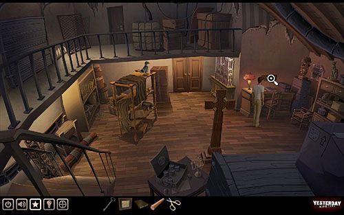 Na zapleczu w skrytce ściennej znajdującej się nad biurkiem schowana jest latarka UV - Odczytaj zaszyfrowaną wiadomość | Paryż - sklep z antykami | Yesterday - Yesterday - poradnik do gry