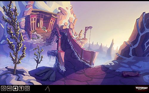 Na prawo od drzwi stoją sanki, z których zabierz linę - Uruchom dzwon (1) | Klasztor gdzieś hen w górach | Yesterday - Yesterday - poradnik do gry