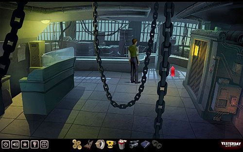 Wyjdź ze zbliżenia na konsolę (lewa lub prawa strona ekranu) i wróć do głównej hali magazynu - Zlokalizuj, gdzie przetrzymywany jest Boris | Zakłady White Enterprises - Yesterday - poradnik do gry