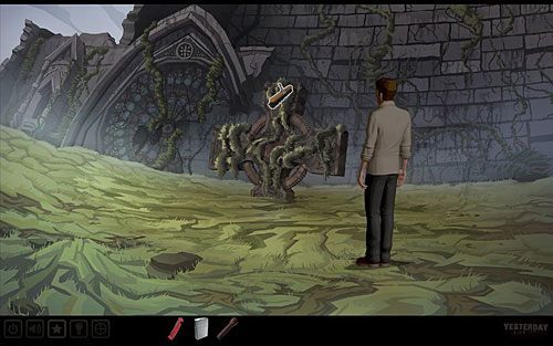 Oczywiście wróć z nią pod krzyż i wyszoruj go nią - Oczyść krzyż | Szkocja - ruiny kościoła św. Fergusa | Yesterday - Yesterday - poradnik do gry