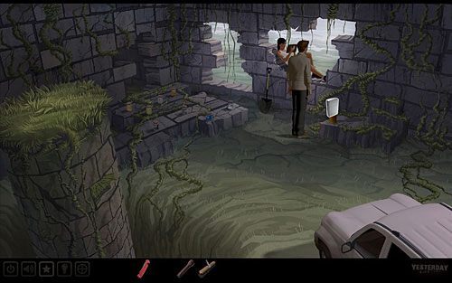 Zapalniczką podpal palnik pod garnkiem - Oczyść krzyż | Szkocja - ruiny kościoła św. Fergusa | Yesterday - Yesterday - poradnik do gry