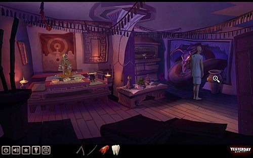 Na początek ze stojącego przy wyjściu z pomieszczenia medytacyjnego naczynia z wodą zabierz czerpak - Zdobądź nasiona kwiatu prawdy | Klasztor gdzieś hen w górach - ciąg dalszy - Yesterday - poradnik do gry