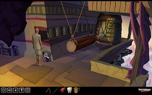 Opuść pomieszczenie medytacyjne i udaj się do sali z dzwonem (kursor w prawym dolnym rogu ekranu) - Zdobądź nasiona kwiatu prawdy | Klasztor gdzieś hen w górach - ciąg dalszy - Yesterday - poradnik do gry