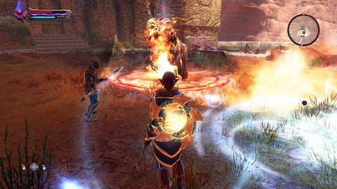 Gdy na polanie pojawi się Fyragnos, zaatakuj go, ale pozwól aby obrażenia przyjmował na siebie Hreid - The Red Marches (2) | Zadania poboczne w Kingdoms of Amalur Reckoning - Kingdoms of Amalur: Reckoning - poradnik do gry