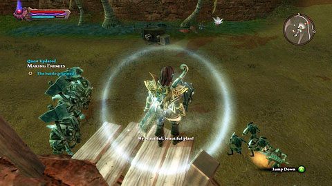 Razem z gnomem przyglądaj się bitwie miedzy bestiami, która będzie miała miejsce na południowym krańcu lokacji - Menetyre (1) | Zadania poboczne w Kingdoms of Amalur Reckoning - Kingdoms of Amalur: Reckoning - poradnik do gry