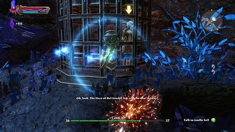 Kobieta jest zamknięta w klatce, którą możesz otworzyć przy pomocy pobliskiej dźwigni - High Fulgen (2) | Zadania poboczne w Kingdoms of Amalur Reckoning - Kingdoms of Amalur: Reckoning - poradnik do gry