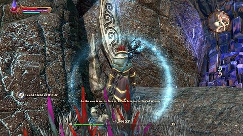 Kamień stoi przy wysokiej skale niedaleko wejścia do House of Vengeance - Winter (2) | Kamienie Lorestone w Kingdoms of Amalur Reckoning - Kingdoms of Amalur: Reckoning - poradnik do gry