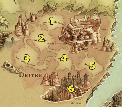 1 - The Red Marches - Mapa świata | Krainy Detyre, Klurikon oraz Alabastra - Kingdoms of Amalur: Reckoning - poradnik do gry
