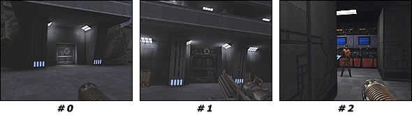 Niebawem zza budynku wybiegnie kilku wojaków - załatw ich, po czym ruszaj w kierunku, skąd oni nadeszli - Misja 01: Kejim Post | Star Wars Jedi Knight II Jedi Outcast - Star Wars Jedi Knight II: Jedi Outcast - poradnik do gry