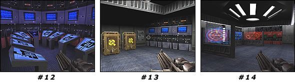 Nie wchodź do pomieszczenia z działkami - wyłącz je przełącznikiem w pomieszczeniu kontrolnym (wejście z korytarza) - Misja 01: Kejim Post | Star Wars Jedi Knight II Jedi Outcast - Star Wars Jedi Knight II: Jedi Outcast - poradnik do gry