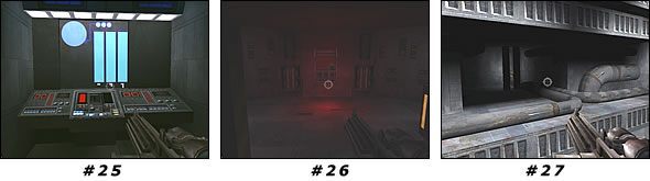 Wspomniany mostek jest ustawiony nad pomieszczeniem, w którym wcześniej rozwaliłeś kilka robotów - Misja 02: Kejim Base | Star Wars Jedi Knight II Jedi Outcast - Star Wars Jedi Knight II: Jedi Outcast - poradnik do gry