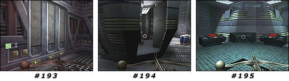 W niewielkim pomieszczeniu znajdziesz dwa czerwone panele [#195] - przełącz jeden z nich (ten po lewej), aby wyłączyć prąd - Misja 15: Cairn Assembly | Star Wars Jedi Knight II Jedi Outcast - Star Wars Jedi Knight II: Jedi Outcast - poradnik do gry