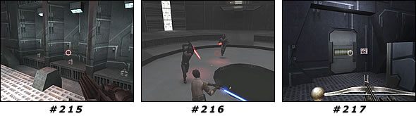 W chwili, gdy owi przeciwnicy przejdą do historii, na jednym z okolicznych balkoników pojawi się grupa żołnierzy - Misja 17: Cairn Dock1 | Star Wars Jedi Knight II Jedi Outcast - Star Wars Jedi Knight II: Jedi Outcast - poradnik do gry