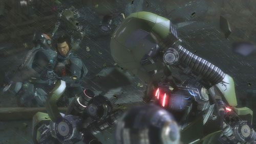 Podążając dalej za kompanem skontaktujemy się z dowódcą i po krótkiej cut-scence staniemy do pierwszego starcia - Rozdział 1 Hit and Run (1) | Opis przejścia Binary Domain - Binary Domain - poradnik do gry