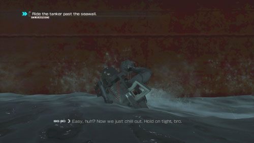 Próbując dopłynąć do statku musimy przede wszystkim unikać wykrycia przez drony, nawet jeżeli nas przez przypadek namierzą możemy szybko zanurkować by nie wywołać alarmu - Rozdział 1 Hit and Run (1) | Opis przejścia Binary Domain - Binary Domain - poradnik do gry