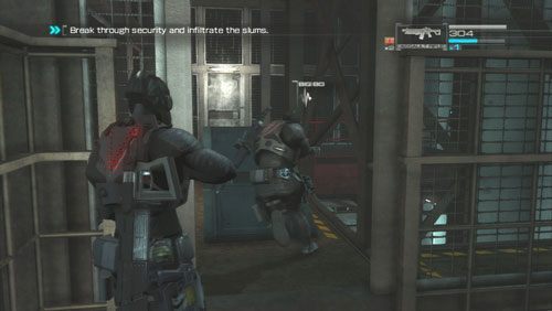 Po krótkim samouczku przedzieramy się przez oddział przeciwników na koniec pomostu [3] i skręcamy w lewo - Rozdział 1 Hit and Run (1) | Opis przejścia Binary Domain - Binary Domain - poradnik do gry