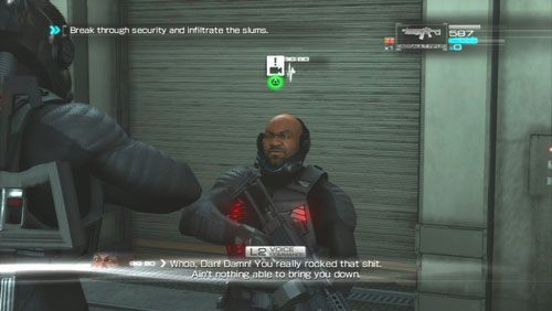 Całe starcie zakończy krótka pochwała od Big Bo (odpowiedź Yeah podniesie poziom zaufania), po której ruszymy przez rozsuwane drzwi znajdujące się na końcu pomieszczenia - Rozdział 1 Hit and Run (2) | Opis przejścia Binary Domain - Binary Domain - poradnik do gry