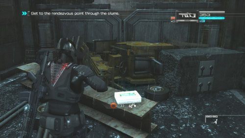 Gdy skończymy pogawędkę z Big Bo biegniemy dalej drogą, podnosimy nanomachines i przeskakujemy nad barykadą by trafić na szerszą drogę - Rozdział 1 Hit and Run (3) | Opis przejścia Binary Domain - Binary Domain - poradnik do gry