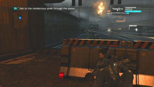 Po otwarciu drzwi staniemy do walki z szeregiem robotów z tarczami - Rozdział 1 Hit and Run (3) | Opis przejścia Binary Domain - Binary Domain - poradnik do gry