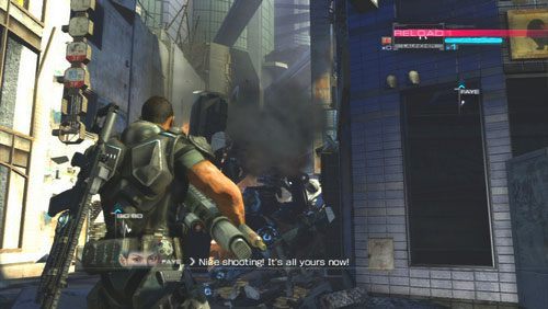 Korzystając z wyrzutni rakiet kontynuujemy rozbieranie przeciwnika - Rozdział 2 Yearn For Refuge (1) | Opis przejścia Binary Domain - Binary Domain - poradnik do gry