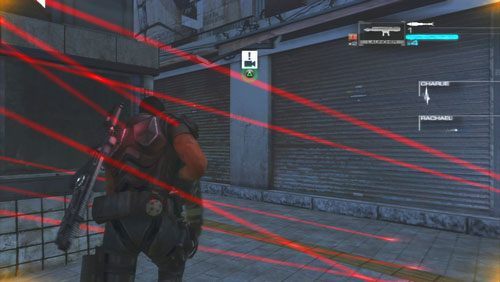 Robot pozbawiony pierwszych kończyn zacznie wysyłać w naszym kierunku serie rakiet naprowadzanych przez laserowe celowniki - Rozdział 2 Yearn For Refuge (3) | Opis przejścia Binary Domain - Binary Domain - poradnik do gry