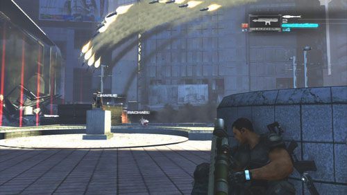 Jeżeli zostaniemy namierzeni Spider wystrzeli salwę rakiet, które spadną na ziemie w rzędzie - Rozdział 2 Yearn For Refuge (3) | Opis przejścia Binary Domain - Binary Domain - poradnik do gry