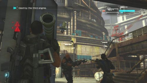 Najbezpieczniejszym miejscem jakie znajdziemy jest wnętrze budynku, w którym znaleźliśmy wyrzutnię rakiet - Rozdział 2 Yearn For Refuge (4) | Opis przejścia Binary Domain - Binary Domain - poradnik do gry