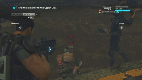 Walcząc z nim dotrzemy do końca korytarza, gdzie pozbędziemy się kilku robotów walczących wręcz i przypominających małpiatki - Rozdział 2 Yearn For Refuge (4) | Opis przejścia Binary Domain - Binary Domain - poradnik do gry