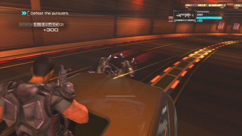 Atakowani będziemy zarówno z przodu jak i z tyłu, należy więc być przygotowanym na zmianę strony którą ostrzeliwujemy - Rozdział 3 Bad Ground (1) | Opis przejścia Binary Domain - Binary Domain - poradnik do gry