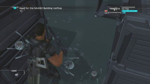 Po wejściu do pomieszczenia z labiryntem regałów [5] zostaniemy zaatakowani przez malutkie roboty, które będą się starały na nas wskoczyć i porazić - Rozdział 3 Bad Ground (2) | Opis przejścia Binary Domain - Binary Domain - poradnik do gry