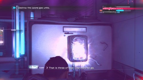 Trzeci pojemnik znajdziemy obok komory, skrzynka do rozwalenia znajduje się po jego drugiej stronie zaraz koło ładowarki - Rozdział 3 Bad Ground (2) | Opis przejścia Binary Domain - Binary Domain - poradnik do gry