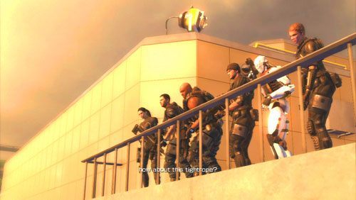 Wraz z towarzyszami udajemy się do windy i wyjeżdżamy nią na ostatnie piętro - Rozdział 3 Bad Ground (2) | Opis przejścia Binary Domain - Binary Domain - poradnik do gry