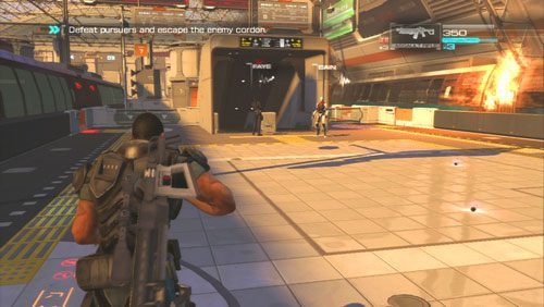 Po walce przeszukujemy teren walk by uzupełnić zapasy i opuszczamy peron schodami - Rozdział 4 Reafuse and Resist (1) | Opis przejścia Binary Domain - Binary Domain - poradnik do gry