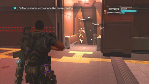 Jak tylko teren będzie czysty udajemy się za towarzyszami do wąskiego zejścia po lewej [3] - Rozdział 4 Reafuse and Resist (1) | Opis przejścia Binary Domain - Binary Domain - poradnik do gry