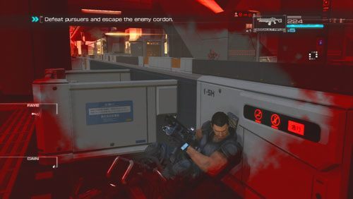 W tym momencie walka stanie się trudniejsza ze względu na sporą ilość czerwonych modeli - Rozdział 4 Reafuse and Resist (1) | Opis przejścia Binary Domain - Binary Domain - poradnik do gry