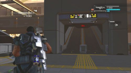 Na ostatnim peronie [4] rozprawiamy się z zielonymi robotami i wbiegamy na schody po lewej stronie - Rozdział 4 Reafuse and Resist (1) | Opis przejścia Binary Domain - Binary Domain - poradnik do gry