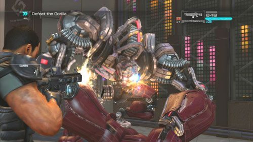 Aby pokonać bestię należy skupić się na ostrzeliwaniu jego głowy - Rozdział 4 Reafuse and Resist (2) | Opis przejścia Binary Domain - Binary Domain - poradnik do gry