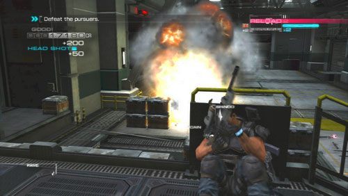 Gdy już pozbędziemy się ostrzału z góry możemy zejść na dół lub wystrzelać resztę przeciwników z góry - Rozdział 4 Reafuse and Resist (2) | Opis przejścia Binary Domain - Binary Domain - poradnik do gry