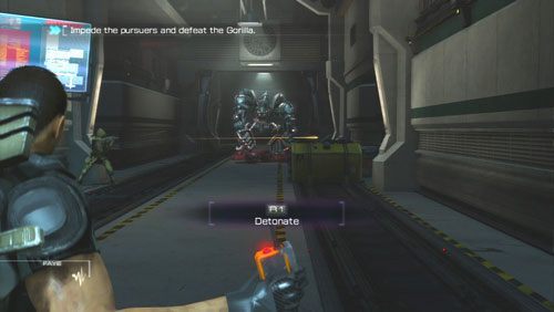 Gdy skończymy przesuwanie cofamy się i podnosimy leżący na skrzyniach detonator - Rozdział 4 Reafuse and Resist (3) | Opis przejścia Binary Domain - Binary Domain - poradnik do gry