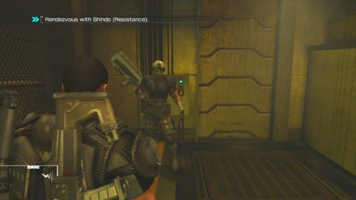 Aby rozpocząć dalszy etap gry należy podejść do bojownika pilnującego drzwi - Rozdział 4 Reafuse and Resist (3) | Opis przejścia Binary Domain - Binary Domain - poradnik do gry