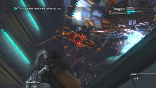 By uniknąć schwytania przez grube macki pozostajemy cały czas w ruch lub strzelamy w nie, gdy nas namierzą - Rozdział 5 Intelligent Artifice (1) | Opis przejścia Binary Domain - Binary Domain - poradnik do gry