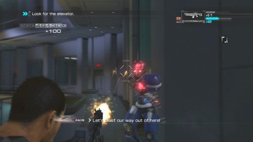 Gdy już pokonamy trzy kołnierze zostaniemy zrzuceni na jedno z wyższych pięter [2] - Rozdział 5 Intelligent Artifice (1) | Opis przejścia Binary Domain - Binary Domain - poradnik do gry