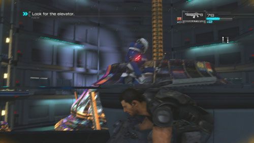 Gdy robotami ochrony zajmie się nasza drużyna rozglądamy się po ścianach by odnaleźć białe okręgi wytworzone przez świecący rdzeń - Rozdział 5 Intelligent Artifice (1) | Opis przejścia Binary Domain - Binary Domain - poradnik do gry